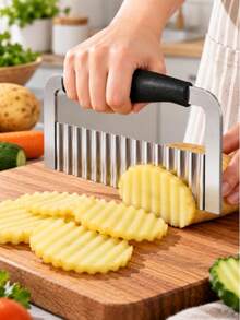 Wavy Slicer, Stainless Steel Handle Wavy Vegetable Cutter, Potato French Fries Slicer, Suitable For Potato, Carrot, Cucumber And Vegetable Cutting Wavy Knife, Kitchen Food Preparation Tool - Multicolor - View 13