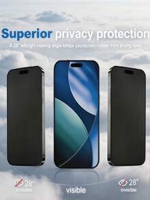 4 buah Pelindung Layar Keramik Fleksibel Matte Anti-Intip, Anti-Silau Anti-Sidik Jari, Kompatibel dengan iPhone 18 Pro Max 17 16 Plus 15 14 13 12 11 Series, Anti-Ledakan Anti-Gores Anti-Intip, Bebas Gelembung, Penyerapan Otomatis, Perlindungan Privasi, Film Lembut, Bukan Kaca - Hitam - View 3