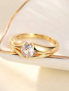 1 buah Cincin Zirkonia Kubik Elegan, Aksesori Hadiah Ulang Tahun Pernikahan Wanita - 1# - View 8