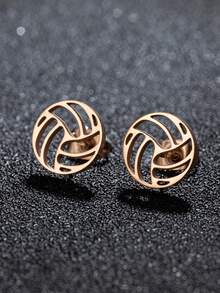 1Pair New Sports Small Volleyball Earrings Stainless Steel Fashion Sports Jewelry - GED241 - View 2