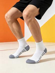 1/5/10/20 Pairs Men's Mid-Calf Socks, Striped Sole Design, Mesh Breathable, Sports Running Socks, Fitness Socks - Multicolor - View 4
