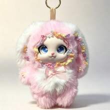 1pc Cute Rabbit Plush Doll Pendant New Hot-Selling Item, Big Ears Lace Trim PVC Doll - 1PC - View 4