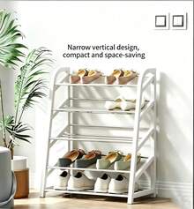 White Stainless Steel Shoe Rack - White - View 3