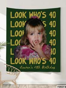 Personalized Birthday Sign, Custom Photo Party Banner, Retro Birthday Backdrop, Look Who's 40 Funny Birthday Decorations - Multicolor - View 7