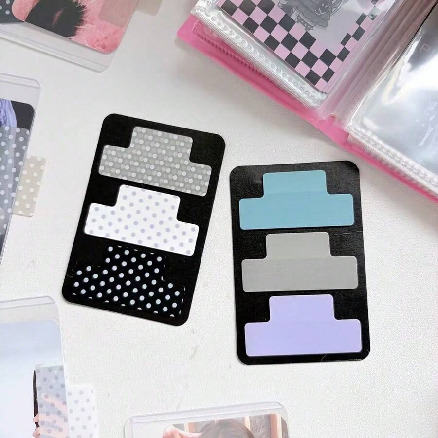Dotted Pattern Index Tab Sticker Sheets, Multi Color T-Shaped Self-Adhesive Stickers, Decorative Photo Card Accessories For Scrapbook, Journal And Card Sleeve Customization - Multicolor - View 1