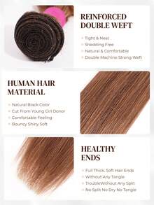 ARABELLA 1 Bundle 10A Honey Blonde Highlight Silky Straight Brazilian Human Hair Bundles 100% Unprocessed Virgin Human Hair Weave Extensions Thick & Soft Bundles - S4/27 - View 8