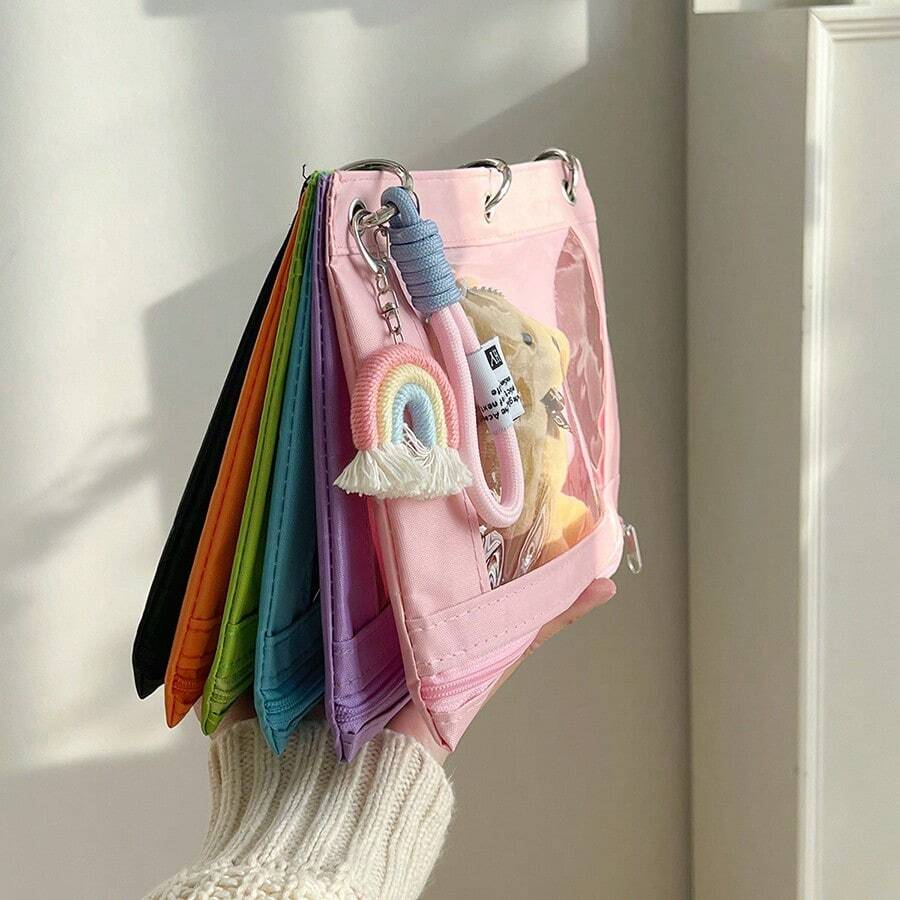 1pc PVC Oxford Fabric Rainbow Storage Bag Mini Toy Bag Travel Portable Cute Rainbow Storage Bag - Multicolor - View 1