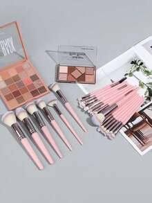 30-Piece Professional Makeup Brush Set, With Velvet Storage Bag, Soft Bristles, Easy To Carry, Includes Foundation Brush, Eyeshadow Brush, Blending Brush, - Pink - View 2