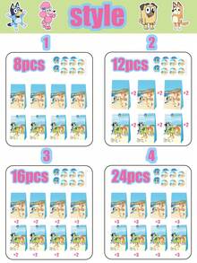 bandai Beach Style Party Favor Bags, Cartoon Bingo Seaside Scenery Kraft Goodie Bags With Stickers, Christmas Birthday Themed Gift Treat Bags For Party Candy, Snack, Small Present And Celebration Decor - Multiple Styles - View 9