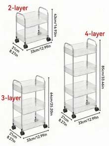 2/3/4 Tier Rolling Cart With Handle, Removable Side Basket, Wheeled Storage Cart, Makeup And Skincare Organizer, Suitable For Vanity, Home And Office Supplies - Multicolor - View 2