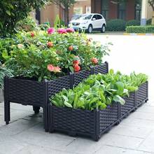Rectangular Raised Garden Bed, Thickened Vegetable Planting Box, Herb Planting Box With Bottom Drainage Holes, Reinforced Plastic Garden Bed | Suitable For Indoor/Outdoor Use | Modern Minimalist Style | Perfect For Balcony Vegetable Gardening, Flower Planting, Herb Planting | Easily Create Your Own Home Mini Farm - Modular - Floor-standing - View 9