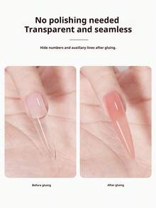 BAOSHIMAN Space French Style Press-On Nails, New Transparent Fake Nails, No Filing Required Ultra-Thin Seamless, With Scale Positioning Line, Professional Nail Salon Transparent Nail Tips - Multicolor - View 5