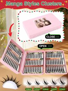 540/648 Clusters Eyelash Book Set, Invisible Ultra-Fine Stem, Lightweight Fluffy D Curl, 10/12/14/16/18mm Mixed Length, Long-Lasting Waterproof, Easy DIY Wear, Pink Storage Box, Christmas Gift Set For Women - Pink - View 5