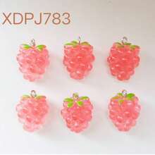 10件樹脂/玻璃水果吊墜飾品－覆盆子、葡萄與櫻桃3D設計，適用於DIY珠寶、鑰匙圈、手鍊、耳環及手機配件 - 彩色 - 查看 8