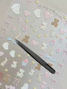 1 buah/2 buah Stiker Ponsel Motif Kelinci, Beruang, Pita, Kue, dan Hati Timbul Kreatif dengan Pinset, untuk Dekorasi Lensa & Casing Ponsel. Kompatibel dengan iPhone 11 Pro/12 Pro/13 Pro/14 Pro/15 Pro/16 Pro/17 Pro. (Produk untuk Usia 14 Tahun ke Atas) - stiker boneka beruang - View 6