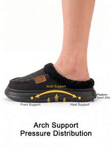 Sandal Pria dengan Penopang Lengkungan Kaki, Sol Tebal EVA, Tahan Dingin, Hangat dan Nyaman, Sepatu Dalam Ruangan Musim Dingin, Anti Selip - Hitam dan cokelat - View 3