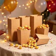 4.52 Inch Cardboard Goodie Boxes, Movie Night Popcorn Bags, Kraft Packaging Containers, Perfect For Home Date Nights And Birthday Party Favors - Apricot - View 2