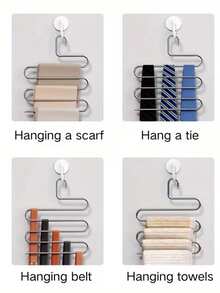 Gantungan Multifungsi Berbentuk S, Rak Penyimpanan Celana, Bahan Stainless Steel, Hemat Ruang, Cocok untuk Celana Panjang, Jeans, dan Syal; Cocok untuk Lemari Pakaian, Hotel, Asrama, dan Lainnya - MultiWarna - View 10