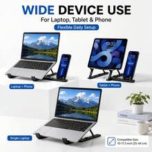 3-In-1 Laptop, Tablet And Mobile Phone Stand, 360° Rotatable And Foldable Desktop Stand, Multi-Angle Adjustable, Lightweight And Portable Stand, Compatible With Smartphones, Tablets And Laptops - View 9