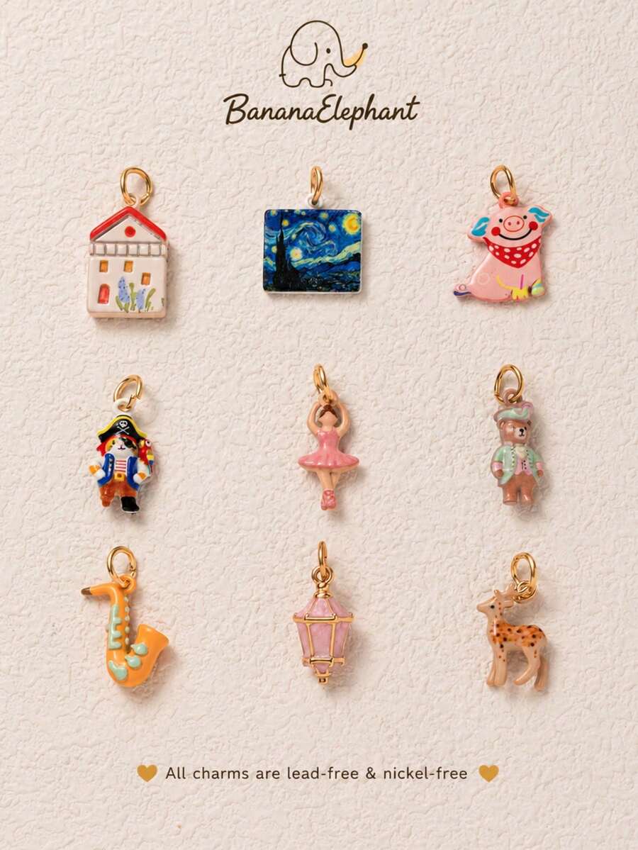 1pc Cute Cartoon Style Enamel Pendant, Flat Pendant And 3D Animal ...