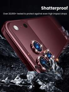 3Pcs GlitterCamera Lens Protector Compatible With Iphone 18 Pro/18 Pro Max , Individual Metal Cover Film, Case Friendly, Shatterproof HD Tempered Glass Camera Screen Protector-Burgundy - Burgundy - View 2