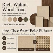 Flieks Arched Wardrobe With 2 Doors & 2 Drawers, 180cm Tall Beige Rattan-Effect Double Wardrobe In Walnut Finish With Hanging Rail & Display Shelf - Walnut - View 5