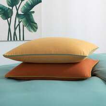 Set Sprei Selimut dengan Hiasan Satin Pelangi - 100% Poliester Lembut dengan Kombinasi Warna Merah Muda/Hijau - Sprei Bernapas dan Hipoalergenik, Tersedia Berbagai Ukuran - Termasuk 1 Selimut + 1/2 Sarung Bantal - Teh Susu Hijau - View 5