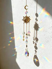 1pc Sun & Moon Decor Wall Hanging, Modern Artificial Crystal Hanging Decoration For Home Wall Decoration - Multicolor - View 3