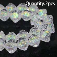 2pcs 13*12mm 2mm Hole Diameter Rhombus Colored Glass Beads, Perforated Beads For Handmade DIY Jewelry Making Loose Beads - Diamond-shaped Colorful Glazed Beads - View 12
