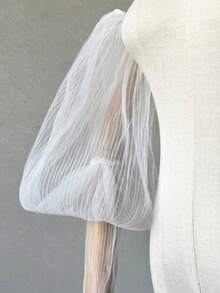 1pc White Mesh Pleated Petal Sleeve 2pcs Elastic Bridal Long Sleeve Jellyfish Sleeve - Multicolor - View 3