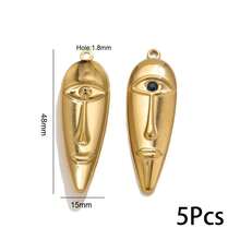 1/5 Pcs Stainless Steel Gold Plated Abstract Face Mask Charm, DIY Jewelry Making Pendant - Pendant - View 8