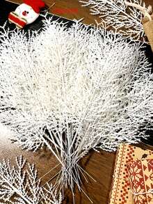 20pcs/Set Artificial White Pine Branches, DIY Realistic Flexible Faux Pine Needle Plant Stems, Suitable For Christmas Tree/Wreath Decoration, Christmas Tabletop, Vase Filler, Centerpiece, Fireplace, Holiday, Wedding, Party Decor - Multicolor - View 12