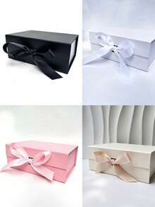 Foldable Thickened Cardboard Gift Box, Suitable For Gift Packaging, Rectangular, Magnetic Lid, With Ribbon, Can Be Used As A Best Man Proposal Box, Wedding, Christmas, Halloween, Birthday Gift Packaging, School Supplies, Back-To-School Supplies, Etc. - A - View 1