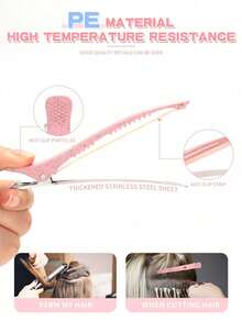 6pcs Professional Hair Clips Set, Non-Slip Crocodile Clips For Hair Salon, Home Hair Styling, DIY Sectioning Clips - Multicolor - View 5