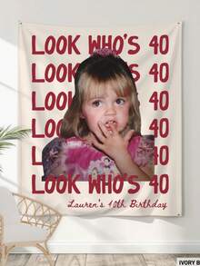 Personalized Birthday Sign, Custom Photo Party Banner, Retro Birthday Backdrop, Look Who's 40 Funny Birthday Decorations - Multicolor - View 4