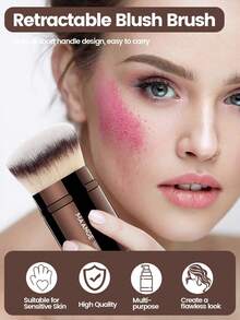 1pc Professional Makeup Brush, Blush Brush, Foundation Brush, Powder Brush, Super Soft Synthetic Bristle Foundation Brush, Suitable For Liquid Foundation, Kabuki Foundation Brush, Travel Essential, Perfect Gift - Chocolate Brown - View 9