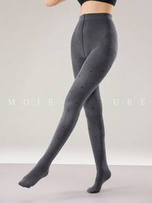 MOIRÉALLURE 1Pair Solid Suitable For Daily Life Basic Opaque Heather Tights - Grey - View 8