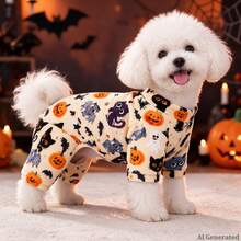 Opjoys 1pc Halloween Black Cat BOO! Print Dog , Halloween Style Skin-Friendly Knitted Four-Legged Design Round Neck Ribbed Cuff Warm Belly Protection Anti-Shedding Pet Home Wear Spring Autumn Daily - White - View 3