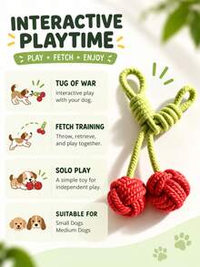 Cherry Shaped Dog Rope Toy, Interactive Chew & Tug Toy With Double Knot ...
