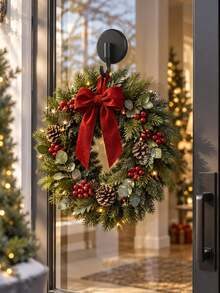 1pc Christmas Wreath Suction Cup Hook, Heavy Duty Reusable Black Vacuum Suction Cup Hook, Suitable For Windows Or Glass Doors - Black - View 1