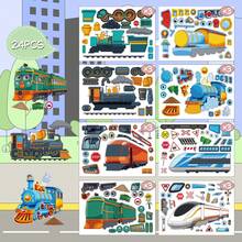 24pcs High-Speed Train DIY Children Stickers, Make A Face Design Train Image, Parent-Child Interactive Puzzle Toy, Develop Children's Brain, Holiday Party Gift, Gift Wrapping Sticker, Kindergarten Toy, Can Be Used For Home Decor, Stick On Table, Notebook, Balloon, Luggage, Refrigerator, Etc. - Mixed Color - View 1