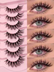 Asiteo 7 Pairs Cartoon Style Reusable Cat Eye False Eyelashes, Faux Mink Lashes, Natural & Fluffy Crossed Ends Eyelash Extension, Lengthening False Eyelashes - Criss Cross lashes - View 9