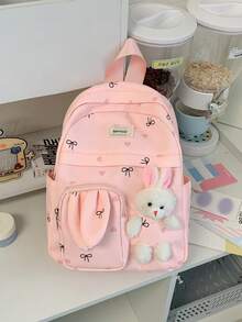 Cartoon Cute Rabbit Plush Backpack, Girly Student School Bag, Kindergarten Backpack For School, Travel, Outings, Lightweight Small Backpack, Casual Storage Small Bag - A - View 15
