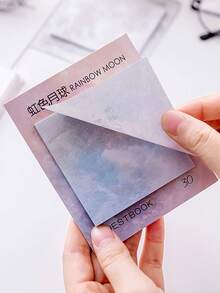1pc Highly Attractive Square Planet Sticky Notes, Oil Painting Texture, Easy Tear And Stick Memo Pads, 30 Sheets Total (Random Style Shipped) - one-size - View 4