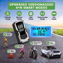 1 PC Electric Tire Inflator Portable Air Compressor, 1500mAh Battery Powered Cordless Rechargeable Air Pump, 150PSI Automatic Shut-Off Tire Pump With Digital Display, LED Flashlight, USB-C, For Car Motorcycle Bicycle Ball - Wireless - View 7