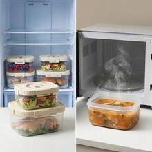 Multi-Functional Transparent Plastic Compartment Food Storage Box, Refrigerator Multi Grids Sealed Fresh-Keeping Box With Cover, Large Capacity Reusable Vegetables FruitsIngredient Container, Microwave Heatable, Kitchen Food Storage And Organization - Multicolor - View 8