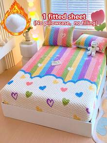 1pc Autumn/Winter Thickened Faux Rabbit Fur Fitted Mattress Cover (Single Fitted Sheet), Soft And Delicate, Instant Warmth, Breathable And Moisture-Wicking, Deep Pocket Elastic Fitted Sheet, 360° Non-Slip Mattress Cover, Perfect For Bedroom Decor, Easy To Remove And Machine Washable - Full Of Love - View 8