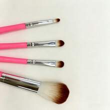 4Pcs Women Cosmetic Makeup Brushes, Soft Hair Face Powder Brush & Small Eye Makeup Brushes, Travel Beauty Tool - Pink - View 3