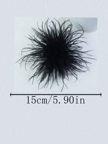 1pc High-Quality Vintage Classic Faux Ostrich Feather Brooch, Fashionable Multi-Functional Clothing Accessory Gift, European & American Retro Brooch For Dress, Party, Neutral Decorative Accessory - Black - View 3