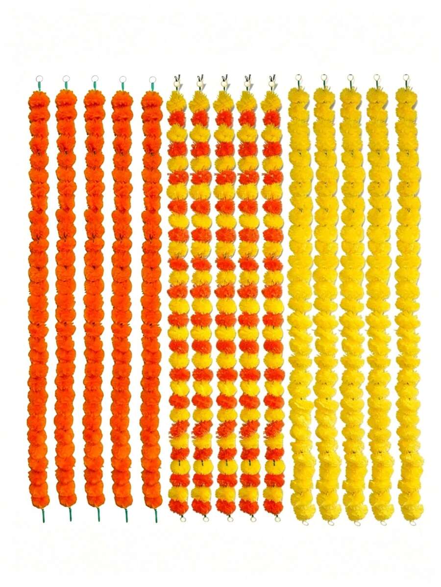 1pc 5ft Artificial Marigold Garland, Faux Marigold Flower Vine ...